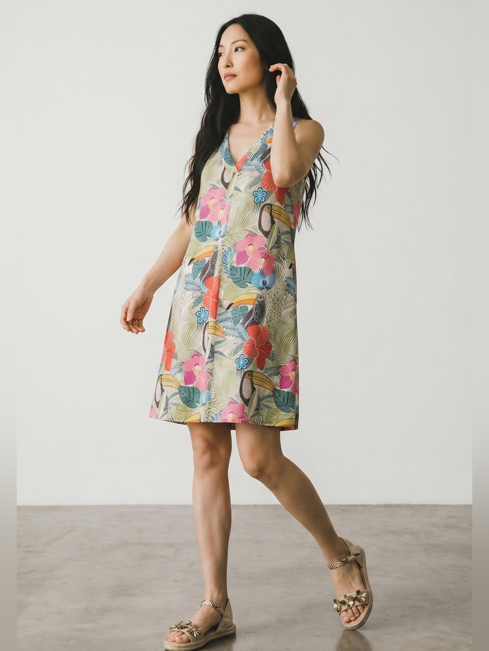 Tommy Bahama If one can Toucan silk tropical print dress. Size Large GUC - Picture 2 of 14